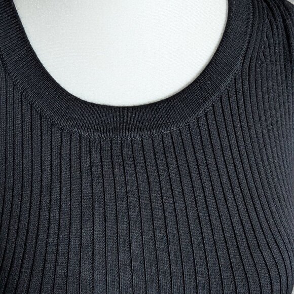 Catherine Malandrino Black ribbed sleeveless knit top with gold chains Small - Picture 6 of 10